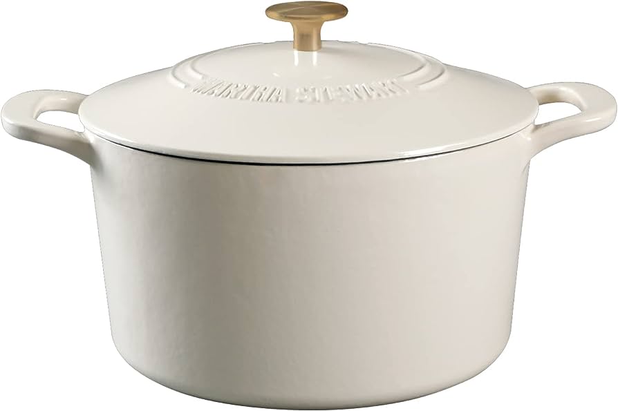 White Dutch Oven With Gold Knob